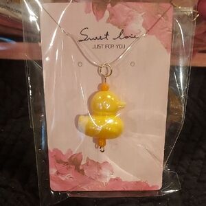 Yellow Duck Pendant Necklace